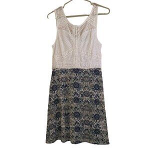 MAURICES Women's Sleeveless Dress, Size 9/10, White Blue Floral